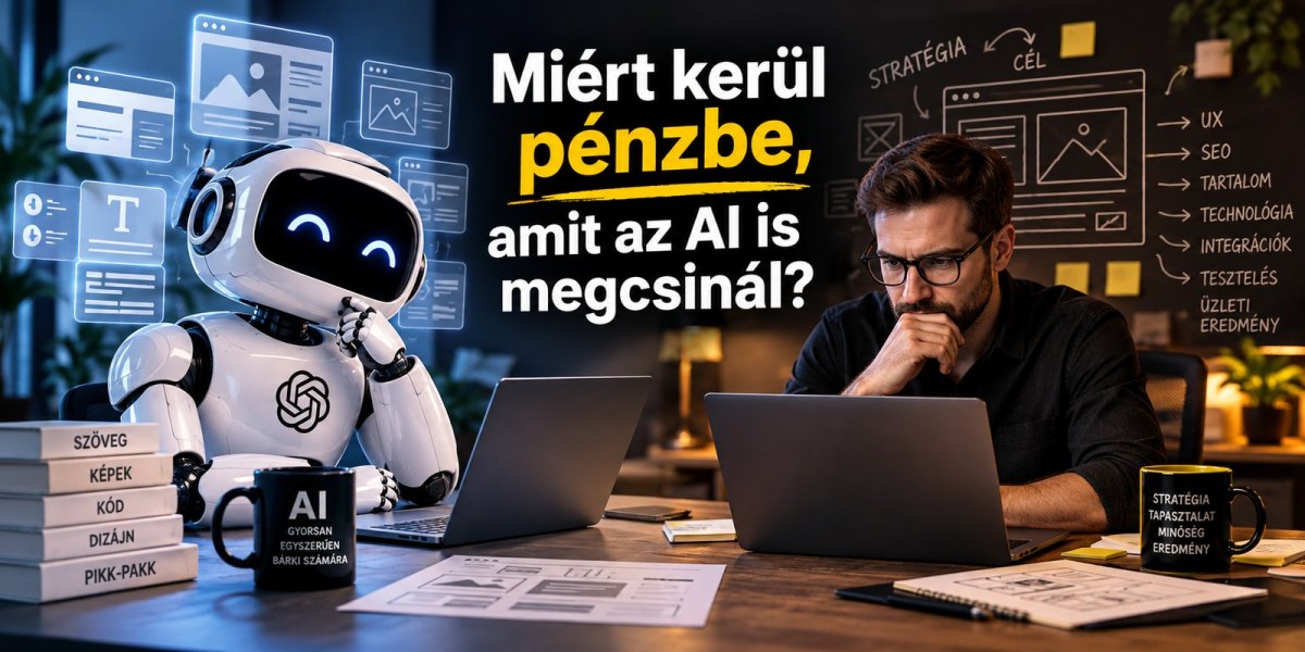 Miért kerül pénzbe, amit az AI is megcsinál – AI-eszközök és a szakember munkája egy weboldalnál